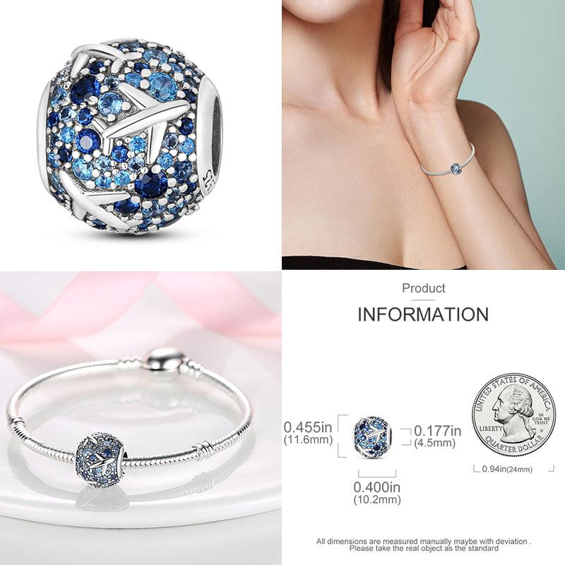 Charm Copper Travel Airplane Earth Beads Pendant Fit Original Bracelet Diy Fine Jewelry Charms