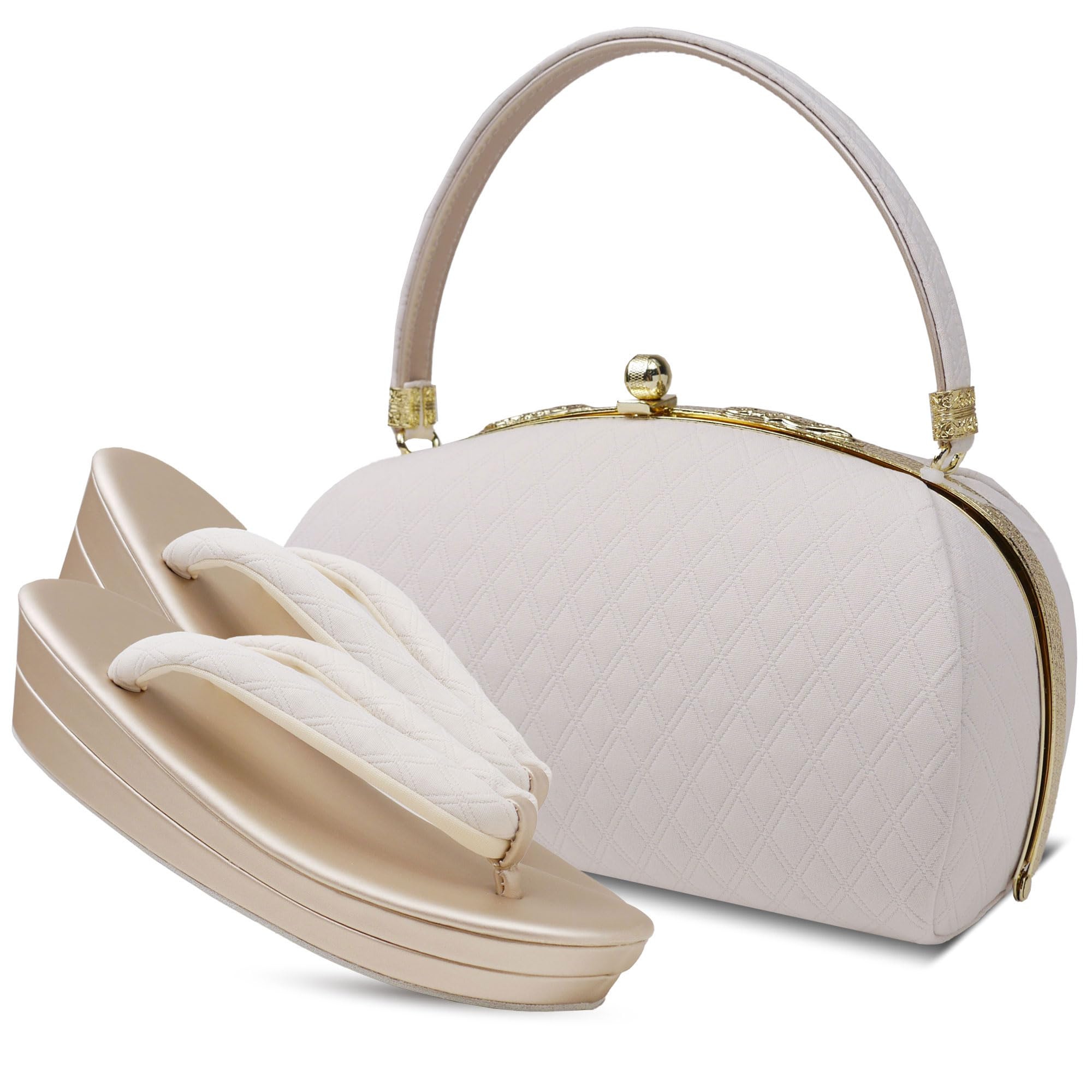 

Сандалии и сумка с нюансированной стежкой, подходящие для однотонных 4 цветов на выбор, простой [NISHIORI] набор, цвет, материал, фурисодэ, образ, от, бежевый, белый, серый, кремовый