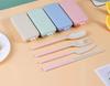 4Pcs Wheat Straw Dinnerware Set Portable Tableware Knife Fork Spoon Chopsticks Set Travel Cutlery Eco-Friendly Utensil Box