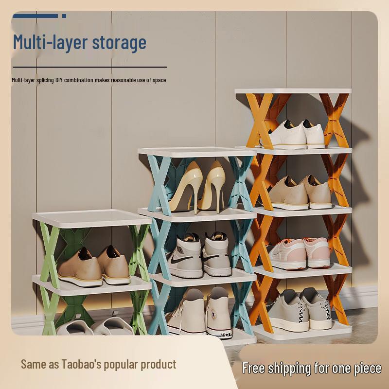 Economy Space-saving Foldable Slipper Rack: Multi-layer, Dustproof Plastic Bathroom Storage.