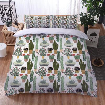 Bettwäsche-Set 3D Pflanzen Kaktus Druck Bettzeug Bettbezug mit Kissenbezügen Steppdeckenbezug King Queen Twin Heimtextilien