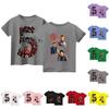 Children's Short Sleeve Tops Casual Print T Shirt Round Neck Pullover Blouse
