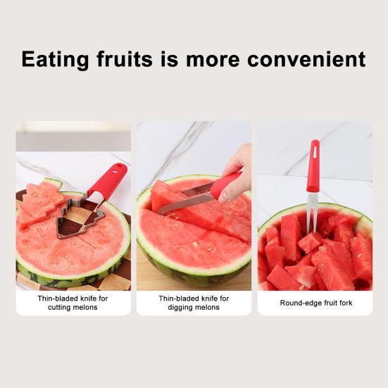 Watermelon Cutter Stainless Steel Fruit Slicer Tool Multipurpose Mango Pineapple Cantaloupe Cutter Easy Clean Food Safe Kitchen Gadget for Camping
