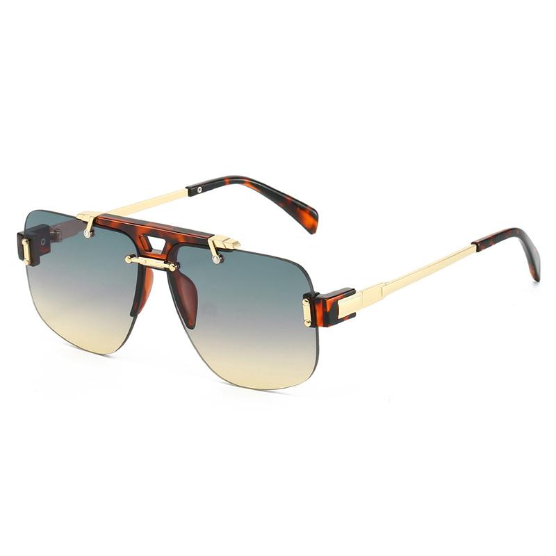 SHAUNA New Square Rimless Sunglasses Women Fashion Clear Ocean Gradient Lens Shades UV400 Retro Rivets Men Sun Glasses