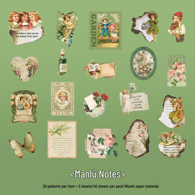 Zaomao Retro Time Train Butterfly & Flower Sticker Pack for Journals & DIY Crafts.
