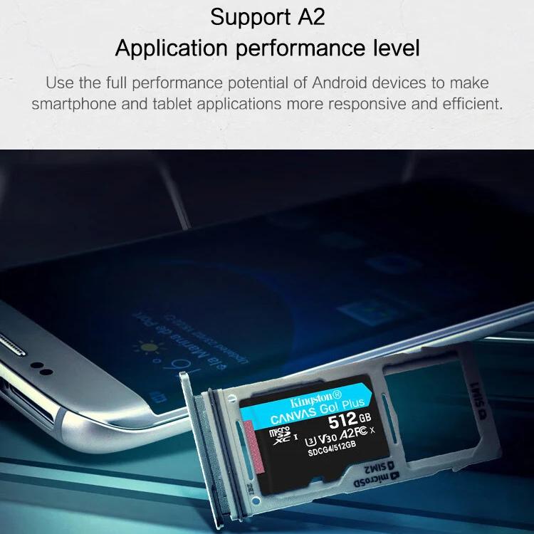 Kingston 200Mb/s Micro Sd 256GB SDCG4 Micro SD Card 64GB 128GB 512GB TF Card Memory Card SDXC Canvas Go Plus Flash SD Card for Drones/Sports Camer