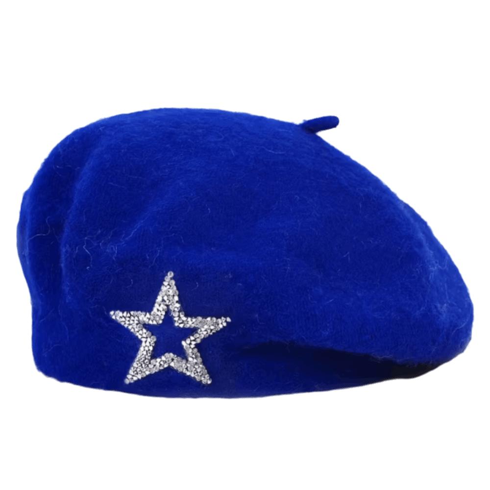 Five-Pointed Star Knitted Painter Hat Soft Beanie Cap Streetwear Wool Beret Autumn
