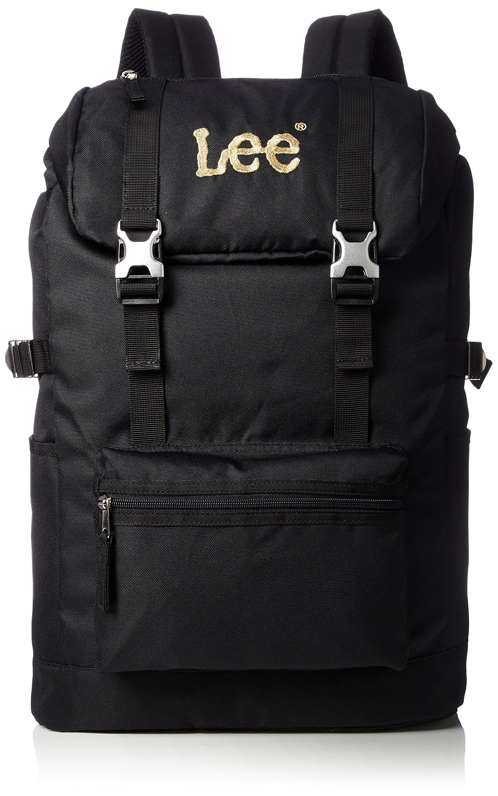 

Lightweight Lee Logo Embroidered Flap Type Backpack Black Body x Gold Embroidery [Lee] Men s
