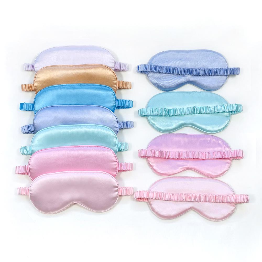 Double-Sided Imitation Silk Blackout Eye Mask with Elastic Band - Travel Nap & Eye Protection Mask with Printed Logo