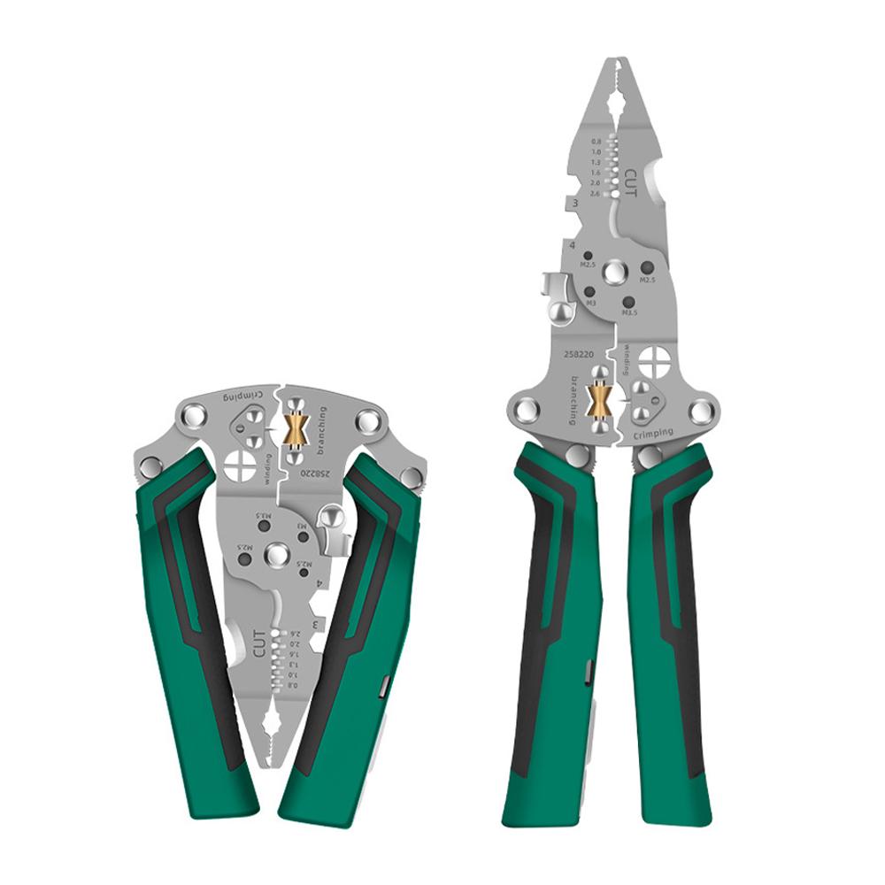 Multifunctional Wire Stripper with Electrical Test Pen Foldable Cable Cutter Crimper Tool, Electrical Folding Pliers for Cutting