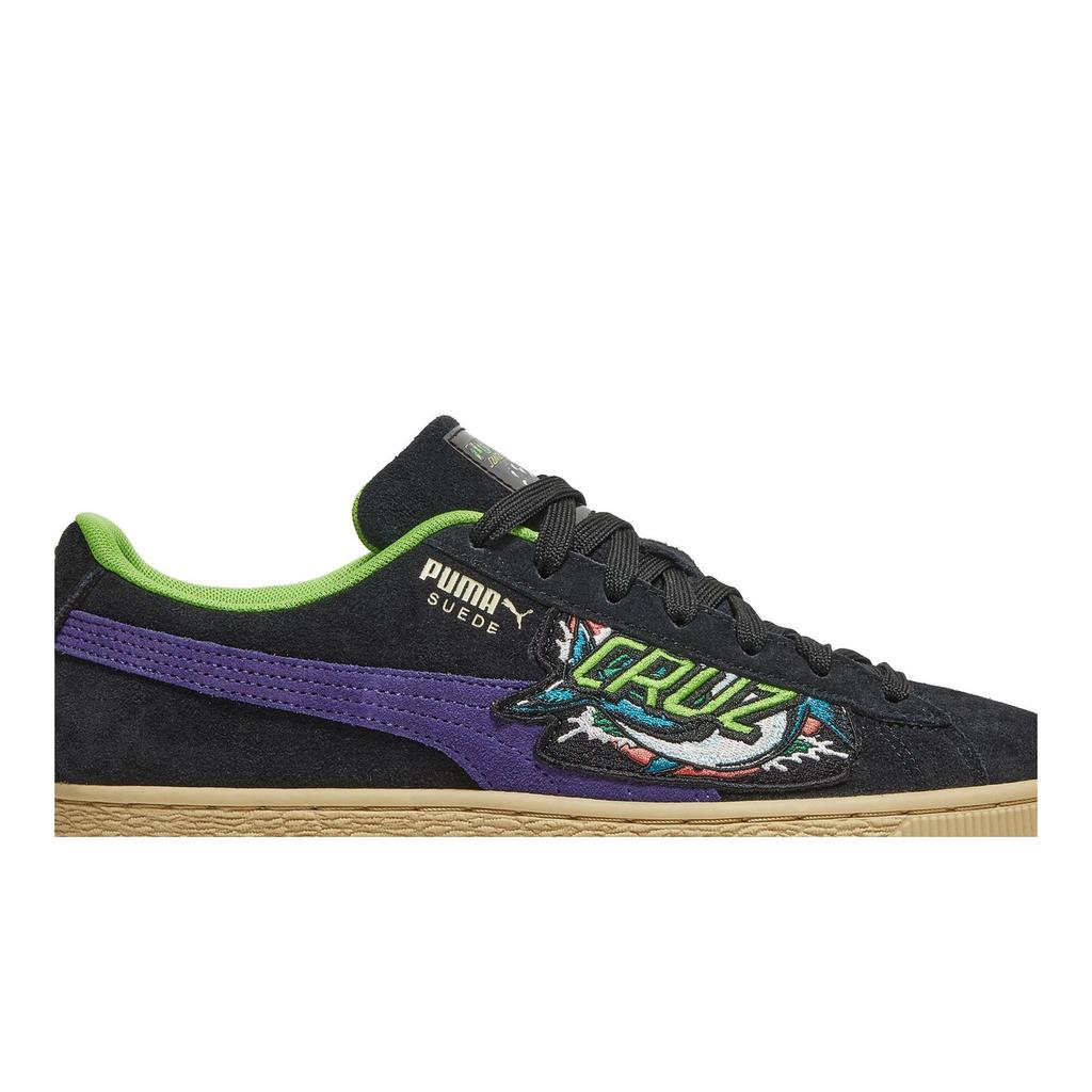 Puma Suede 'Shark' (Unisex) Black / Green Flash / Deep Wisteria Skateboard Shoes 381905 01