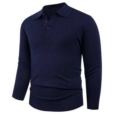 Pullover Knitted Sweater Lapel Casual Versatile Sweater Long-sleeved Top