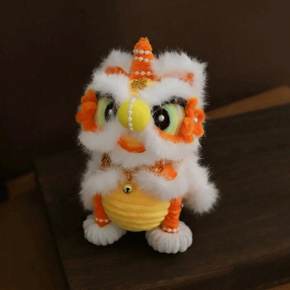 

Gift Twist Stick Lion Dance Lantern Pearl Chain Fluffy Luminous Hand-held Lantern Festival Lanterns Spring Festival 4inch жёлтый