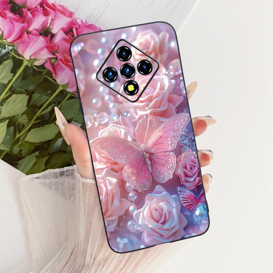 For Infinix Zero 8 Case X687 Stylish Flowers Butterfly Painted Cover Soft Slim Phone Case For Infinix Zero 8i Zero8 i X687B Bags