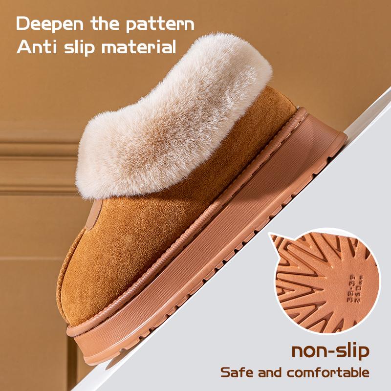Cotton Slippers for Women Winter Snow Boots for Home and Indoor Warmth with Plush Thick Sole Couple Slippers