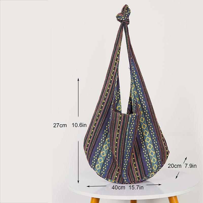 Kontrastfarben bedruckte Böhmischer Ethno-Stil Große Kapazität Minimalistische Damen Schulter-Umhängetasche