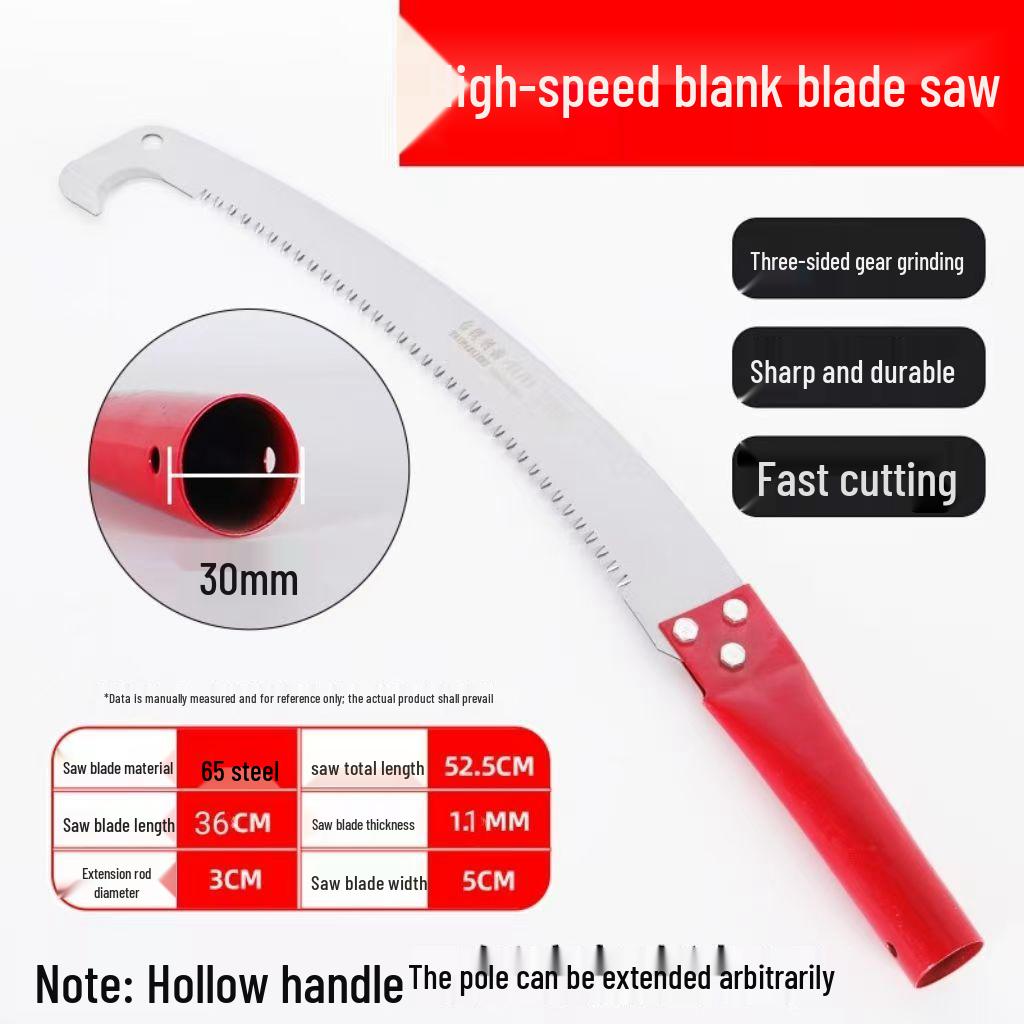 Double Hook High Branch Pruning Saw with Three-Sided Teeth for Garden and Tree Logging