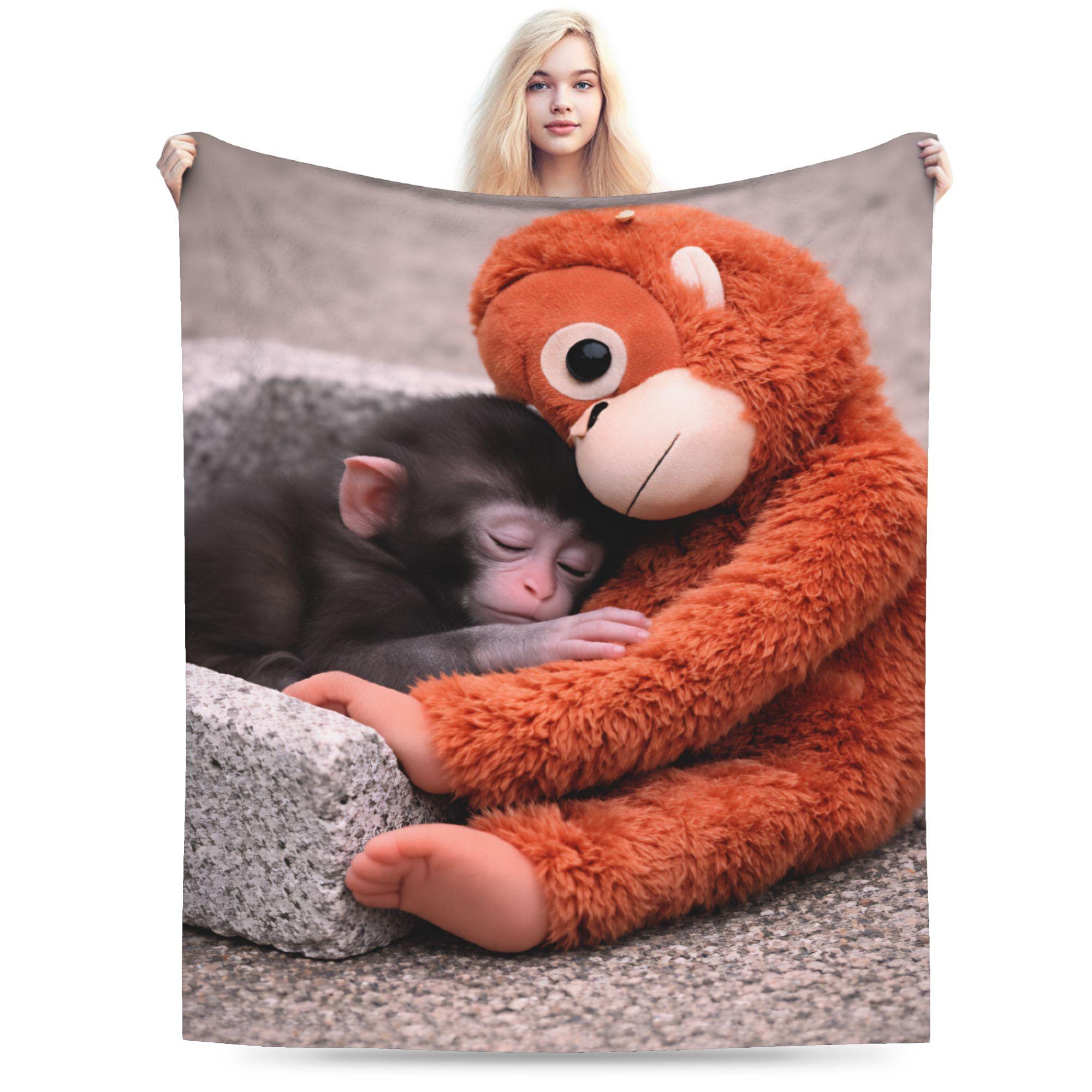 Punch Monkey Blanket Quality Warm  Throw Blanket Winter Plane Travel Outdoor Graphic Bedspread 75x90cm