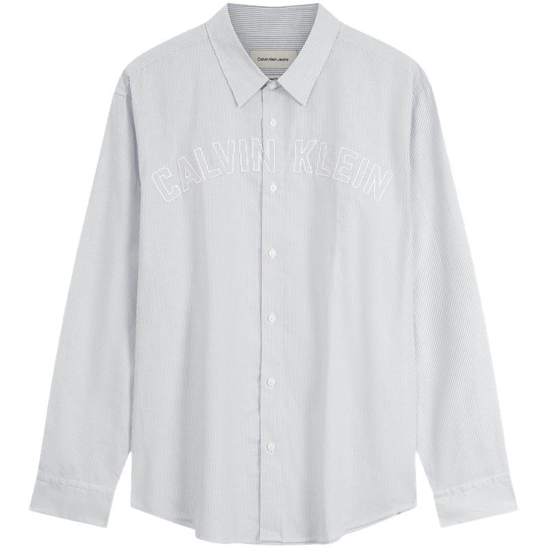 

Calvin Klein Casual Commuter Oxford Embroidered Long Sleeve Shirt Men shirts Striped 4RB119G L