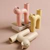 Nordic Cute Cat Shape Flower Vase Creative Resin Home Decor Living Room Entrance Tabletop Ornament Plant Hydroponics Container