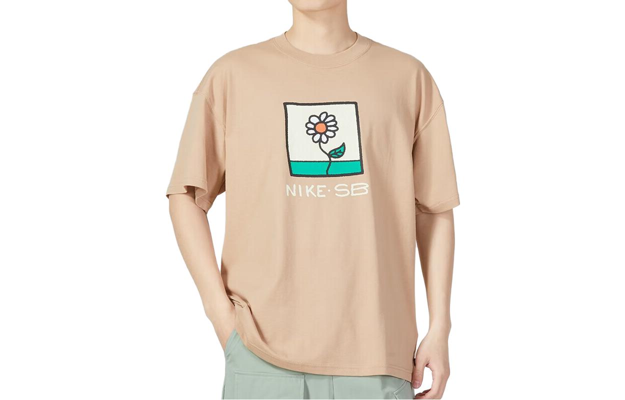 Nike T Shirts Men s Khaki Crew Neck Moderate Straight Fit FB8139-200 L