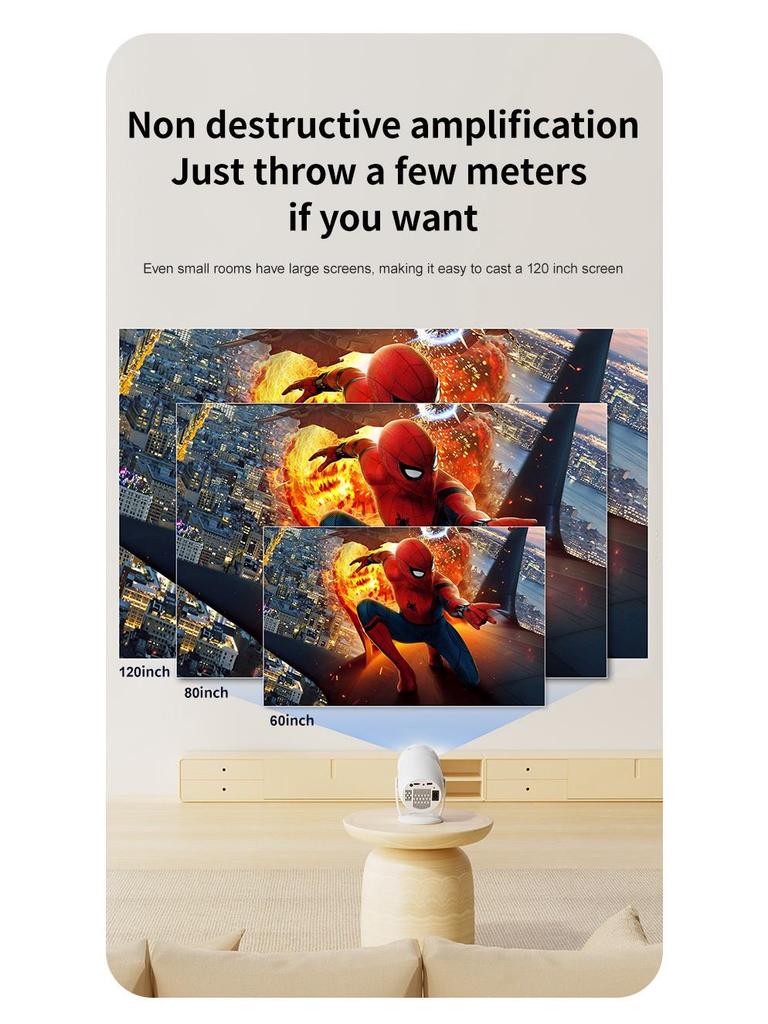 Portable 4K HD Mini Projector for Home & Bedroom