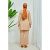Women's Double Breasted Collar Belted Hijab Crepe Suit