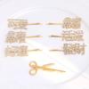 Fashion Text Geometric Colorful Rhinestone Hairpin One-Word Clip Round Edge Clip Girl Back Head Hairpin Hair Accessories