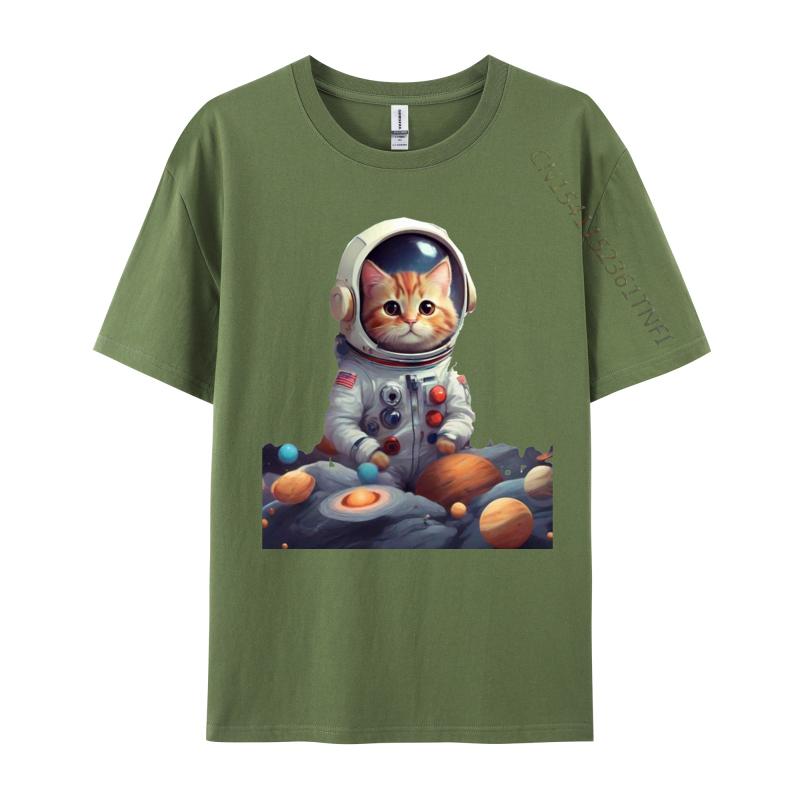 Space Cat TShirt Discount VALENTINE DAY Premium Cotton Tops Tees Tops Shirts Cat In Space Funny Shirts