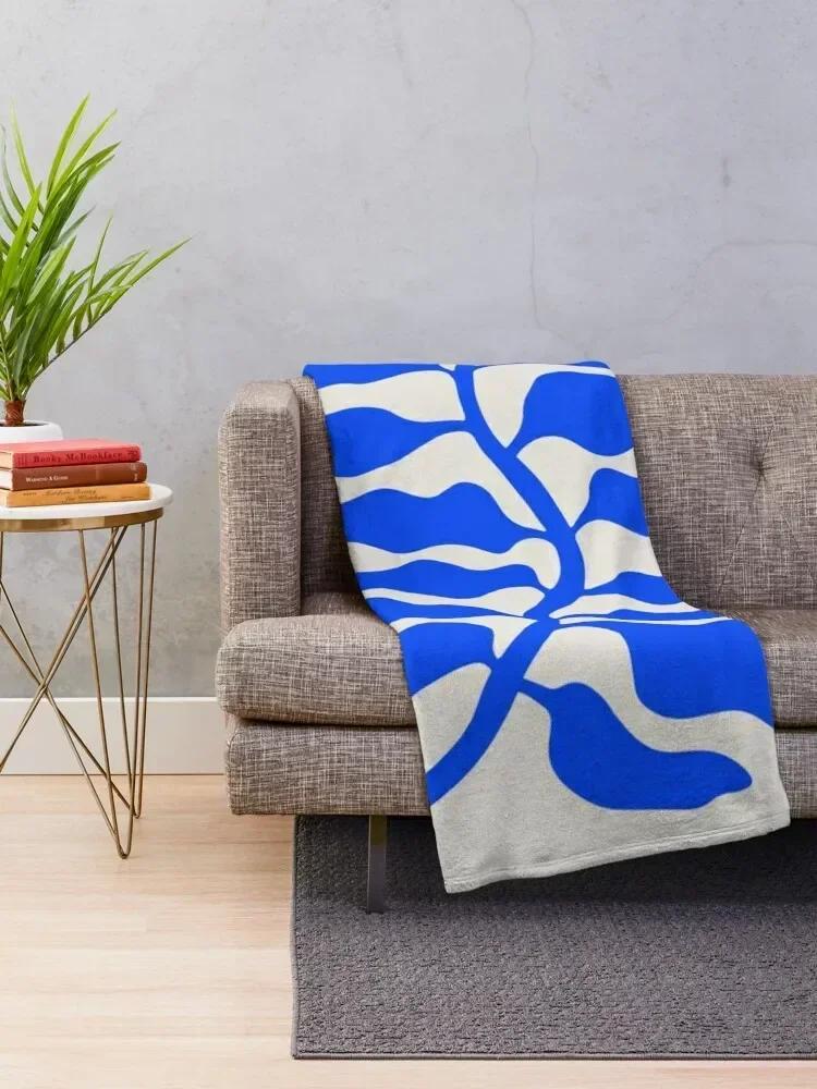 Felci selvatiche: Edizione Blu Oltremare Stampa Artistica Edizione Mid-Century Coperta Plaid Lusso Ispessita Morbida Coperte per Letti Grandi