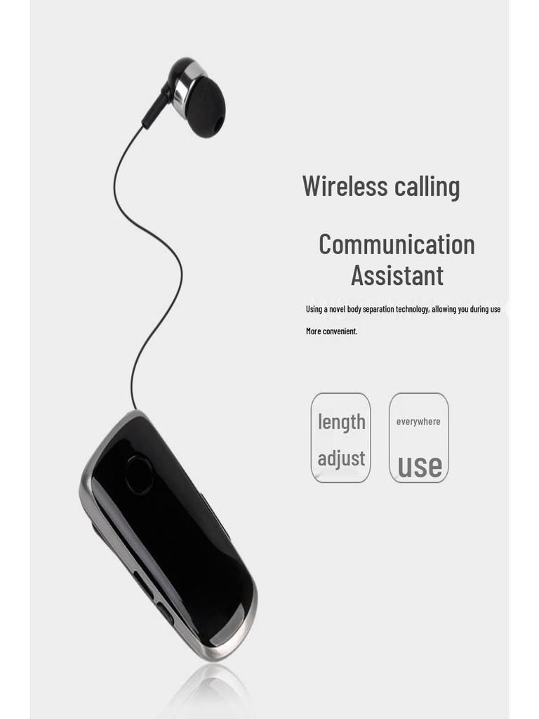K39 Clip-on Retractable Bluetooth Earbuds with Vibration Alert