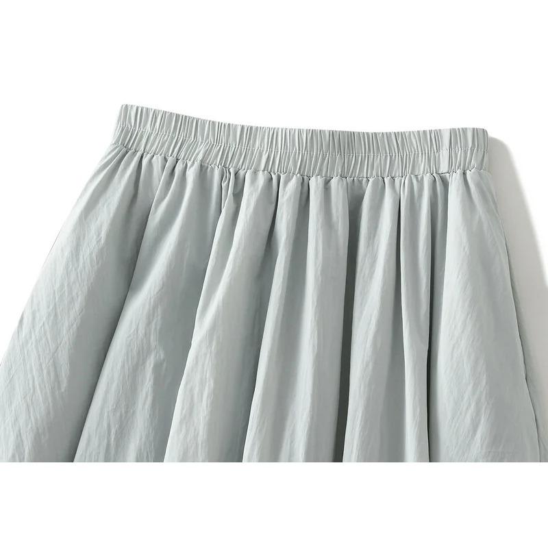 Women's Balloon Long Skirts Street Elastic Waist Flowy Loose Cargo Skirt Aesthetic Women Clothes