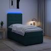 LED Box Spring Bed with Mattress Dark Green 90 x 190 cm Velvet