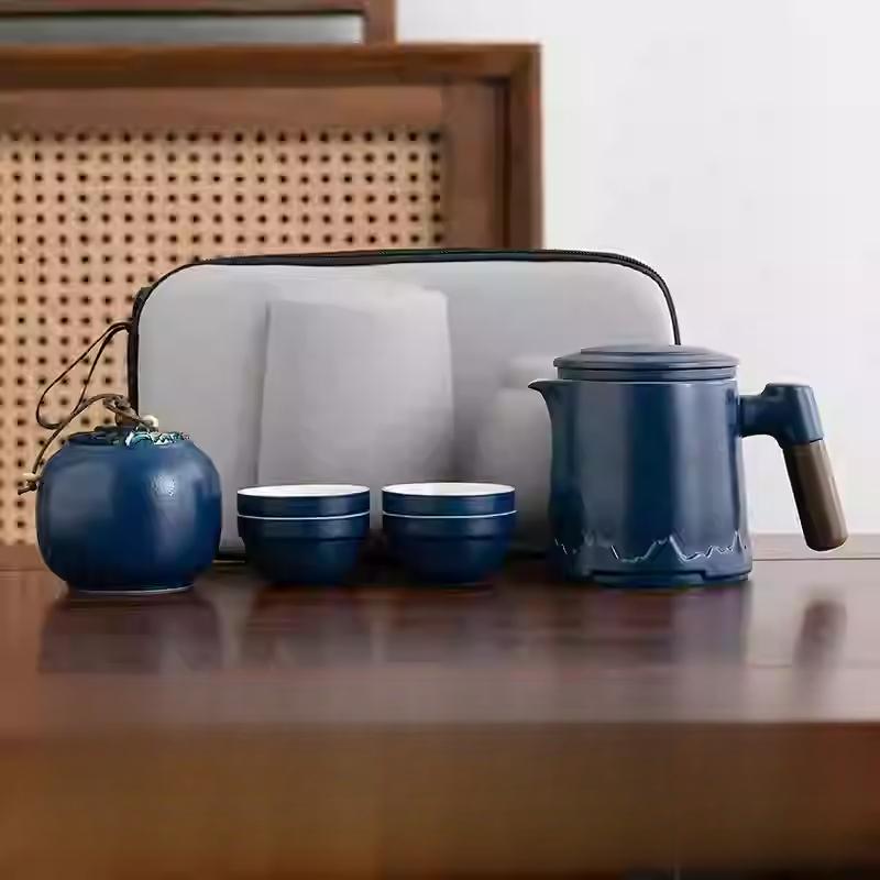 Portable Travel Tea Set Outdoor Portable Kung Fu Brewing Teapot Teacup Small Set Easy Camping Business Trip