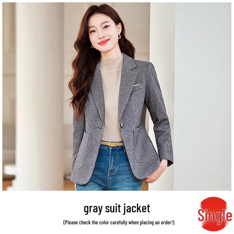 

Autumn/Winter Houndstooth Blazer: Slimming, Versatile, High-End Casual Suit Top S