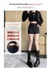 2023 Women's High-Waisted Black Suit Shorts - Sexy Wide-Leg Boot Pants for Autumn/Winter