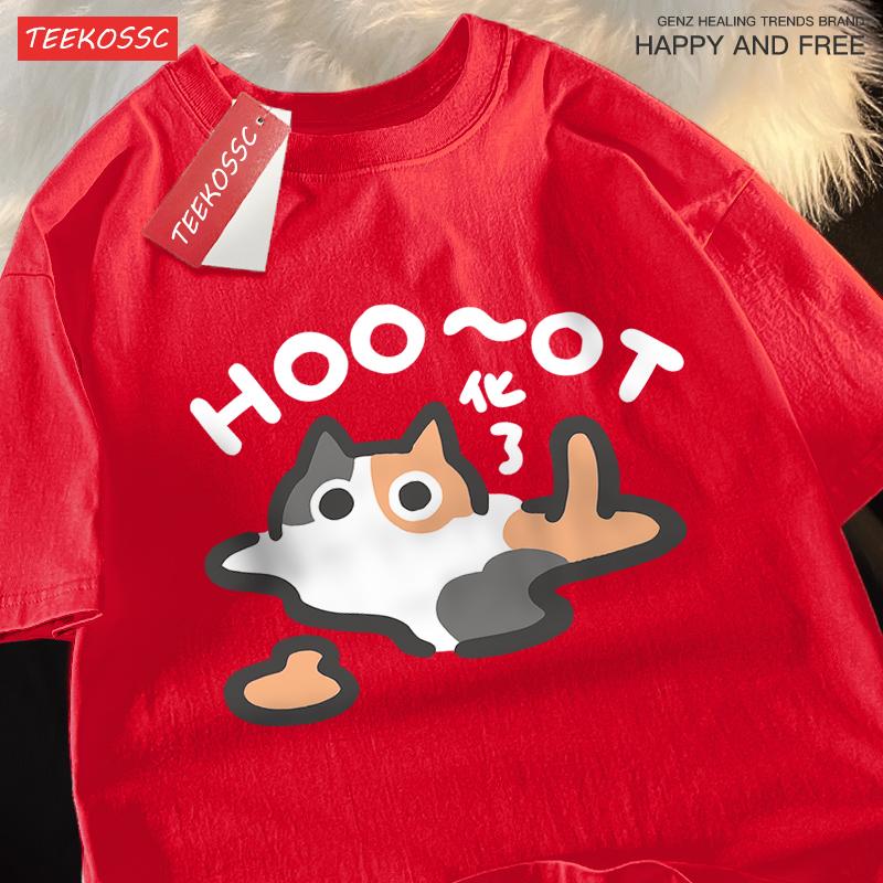 Transformed The Cat Summer T-shirt Original Cartoon Top For Men Women Short Sleeved Loose Cotton Trendy Cat Blackened T-Shirts