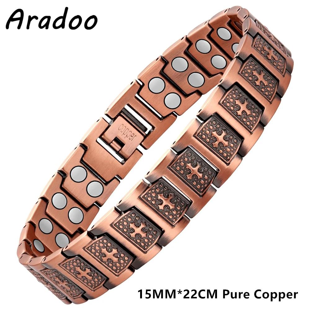 Copper Bracelet for Men 100% Pure Copper Magnetic Link Bracelets Jewelry Gift with Adjustable Sizing Tool 22cm