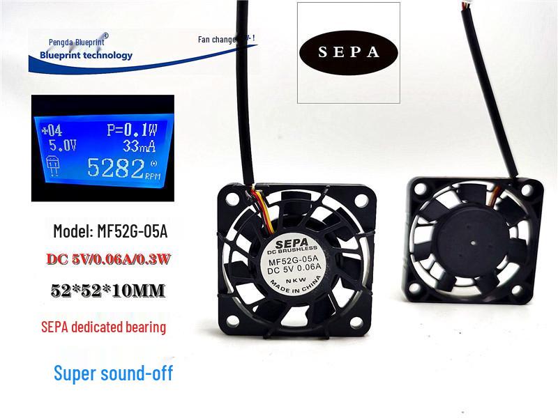 

Новий безшумний USB витяжний вентилятор 5.2CM MF52G-05A, 5V 0.06A, для охолодження комп ютера та вимірювання швидкості. Original 1.25 Three-Pin Plug
