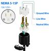 15A NEMA5 15P Male Connector 125V 15A Industrial Grounding and Not Assembly Male Plug