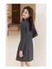 Women's Double-Breasted Gray Suit Dress - Mid-Length, High-End Professional Workwear for Spring and Autumn