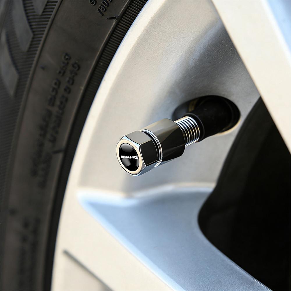 4Pcs Car Tire Valve Caps Metal Wheel Dust Covers Accessories FOR Mercedes Benz AMG W204 W205 W203 W211 W212 W213 W201 W210 W124