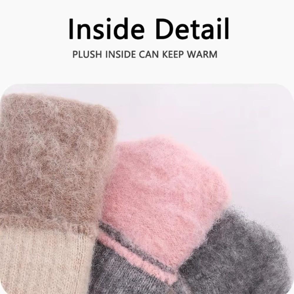 Cold Protection Winter Gloves Touchscreen Women Gloves Vintage Knitted Gloves  Outdoor Riding