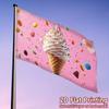 2D Flat - 2D Flat - One Humorous Ice Cream Flag Featuring a Flat, Sweet Design Adorned with Colorful Sprinkles And Whipped Cream. This Durable Polyest