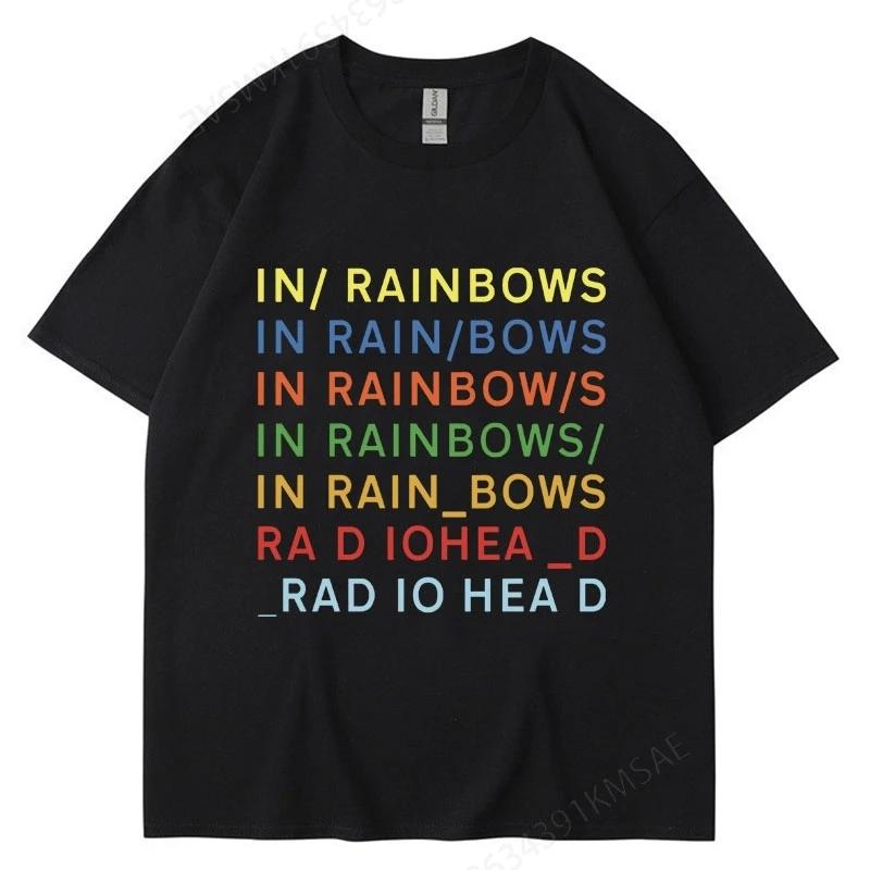 British Rock Band Radiohead T Shirt Music Album in Rainbows Unisexs Short Sleeve Hip Hop Gothic Loose Tshirts Streetwear
