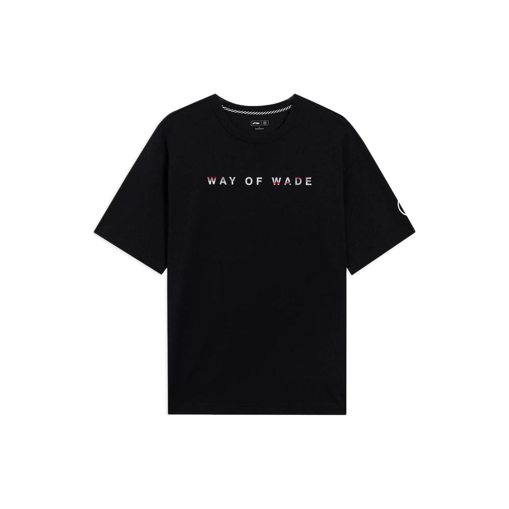 Li Ning Wade Collection T Shirts Unisex Black Crew Neck Moderate Straight Fit AHSS437-1