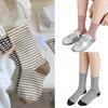 Womens Japanese Korean Cotton Middle Calf Socks Elegant College Style Casual Multicolored Striped Crew Socks Streetwear