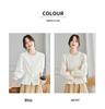 Women's Long Sleeve Embroidered Shirt - New Chinese Style, Apricot Round Neck, 2025 Autumn Collection