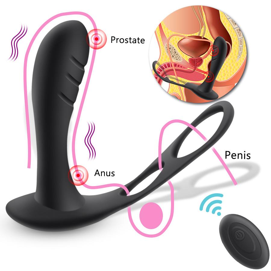 Männlicher Prostata-Massage-Vibrator, Analplug, kabellose Steuerung, Silikon, stimulieren, Massagegerät, Verzögerung der Ejakulation, Ring-Spielzeug für Männer