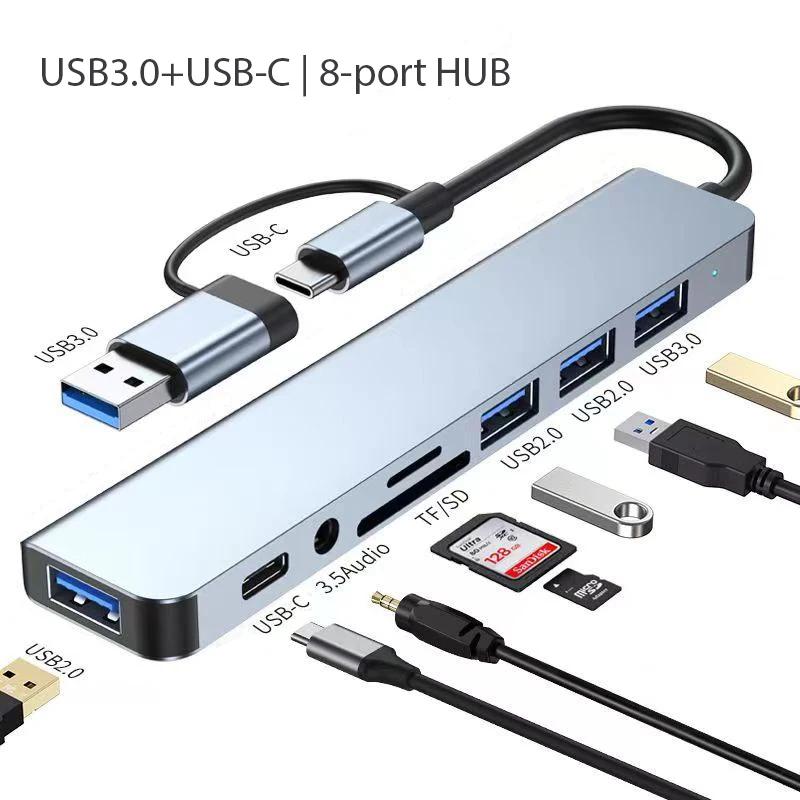 

8 в 1 порт USB C Expander USB 3 Hub Type C Splitter Type C Dock Multiport Adapter USB Expander для Xiaomi Phone Tablet